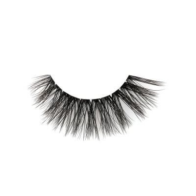 China 3d effect hot sale faux 3d synthetic mink lashes PBT fiber clear silk strip lashes super thin strip lashes private label for sale