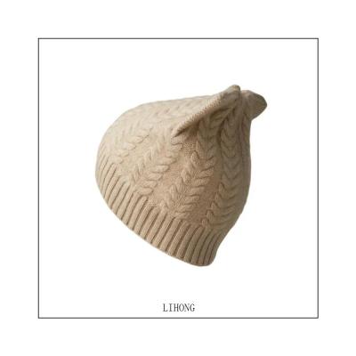 China JOINT custom logo women design cashmere winter hats WOMEN warm knitted pure neck cashmere beanie for sale