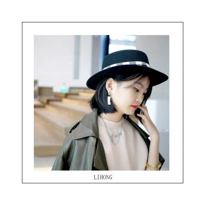 China Fashion Verified 2021 New Wool Fedora Hat For Women Lady Wide Brim Straw Hat Custom Fashionable for sale