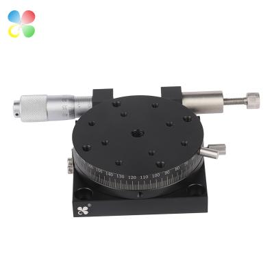 China Aluminum Manual Rotation Steps With Anodic Oxidation Rotary Micrometer Table In Black for sale