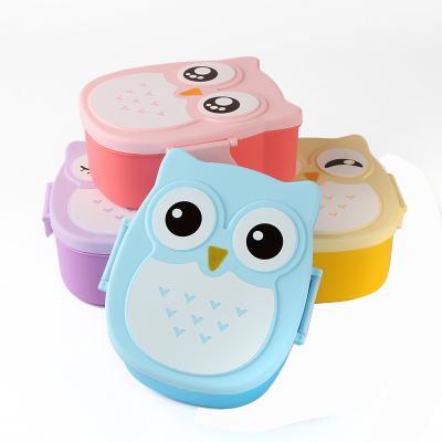 China Freshness Preservation OEM Color Plastic High Quality Custom Cartoon Owl Kids Animal Bento Lunch Box for sale