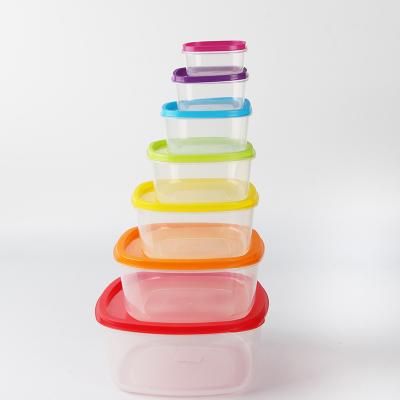 China Freshness Preservation Rainbow 7pcs Plastic Food Container Food Container Food Storage Container for sale