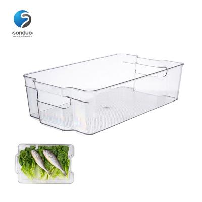 China SONDUO Viable Hot Selling Plastic Refrigerator Organizer Bin Kitchen Clear Storage Box for Vegetable and Fruit for sale