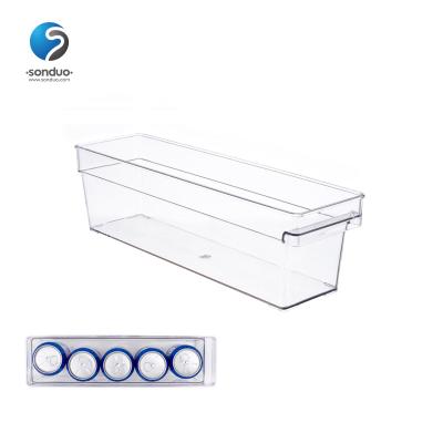 China SONDUO Sustainable Plastic Kitchen Organizer Container Clear Fridge Stackable Bin for Drink and Bottle Storage for sale