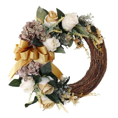 China Beautiful New Style Artificial Flower Gold Colored Champagne Rose Garland For Holiday Home Wedding Decoration for sale