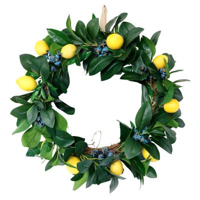 China Touch Fruit 2020 New Kids Decor Door Crafts Wreath Lemon Amazon Natural Handmade Realistic Artificial Room Decor and Leaves Door Wreath for sale