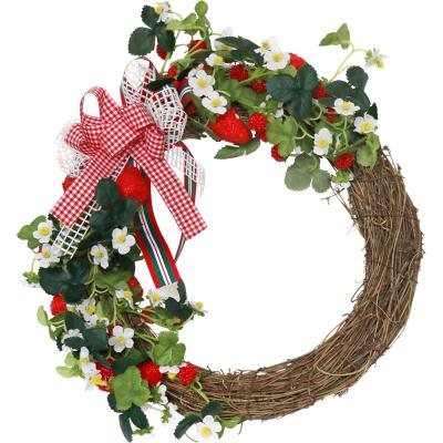 China Beautiful Colorful Artificial PVC Fruit Strawberry Garland Decoration Home Wedding Harvest Season Garden Decoration for sale