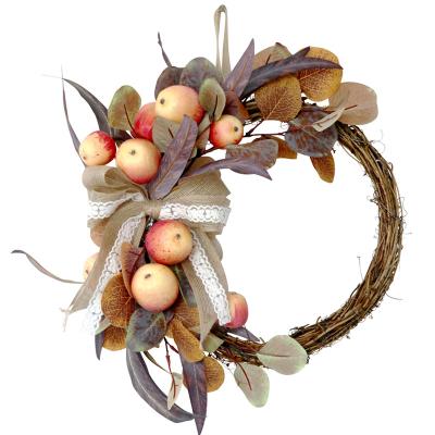 China 16inch Autumu Touch Wreath Natural Golden Harvest Garland and Door Decoration Fall Wreath for sale