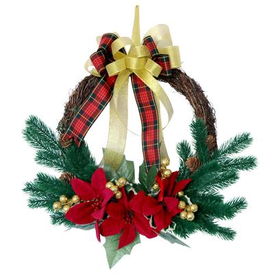 China Natural Custom Artificial Rattan Ring Hot Sale Christmas Wreath Decoration Artificial Touch Wreath for sale