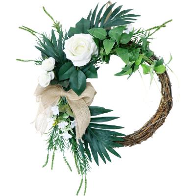 China Fashion Beautiful New Wholesale Colorful White Silk Flower Home Floral Garland Supplies Rose Wedding Flower Wreath For Party Decor for sale