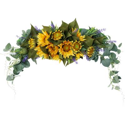 China Wholesale Colorful Artificial Sunflower Door Decoration Garland Decoration Garland Wedding/Silk Party/Home Decor/Christmas Garlands for sale