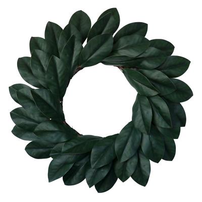 China Beautiful Colorful EVA Artificial Magnolia Leaves Garland Home Decor Green Magnolia Leaves Garland For Wedding Indoor Outdoor Wall Decoration for sale