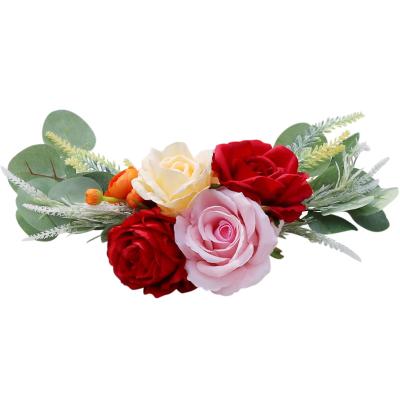 China Real Romantic Preserved Rose Wedding Car Rearview Mirror Decoration Flowers Artificial Silk Ribbon Car Flower Wedding Car Embellished With Flowers for sale