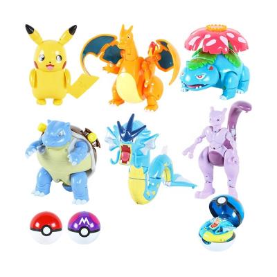 China Toy Pokemon Action Figure Toys Pika-Chu Charizard Blastoise Mewtwo Pocket Monster Collectible Model PokeBall Deformed Ball Toy Gift for sale