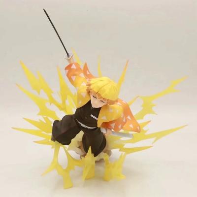 China Cartoon Toy Demon Slayer Zero Agatsuma Zenitsu Action Number Toys Thunder Blast PVC Model Doll Version Combat Lightning Scene for sale