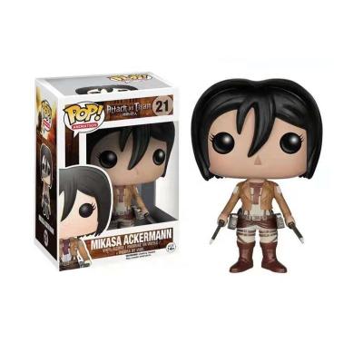 China Cartoon Toy Attack On Titan Funko Sound MIKASA ACKERMANN 21# Action Number Toys Overwatch Regiment Model Collection Vinyl Figure Doll Gift for sale