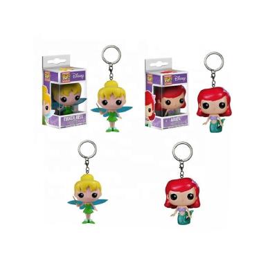 China Wholesale Cartoon Toy FUNKO POP Princess Mermaid Ariel Fairy Tinker Bell Pocket Key Chain PVC Action Numbers Collection Model Toys Gift Doll for sale