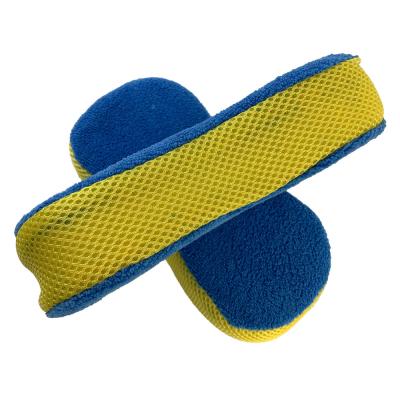 China Microfiber Viable Car Mesh Sponge Bilateral Car Wash Cleaning Sponge for sale