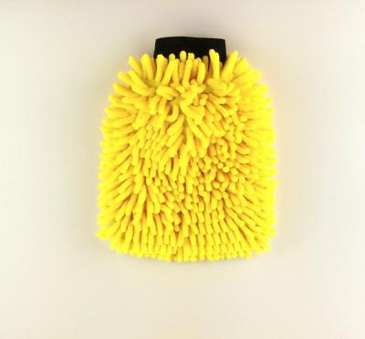 China Car Cleaning Soft High Quality Chenille Microfiber Scratch Free Yellow Car Wash Glove Wholesale for sale