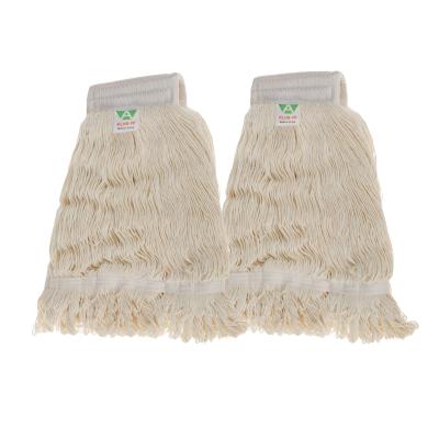 China Sustainable Universal Commercial Headband Broom 6 Inch Cotton String Mop Replacement Main Head Looped Wet End Mop Head for sale