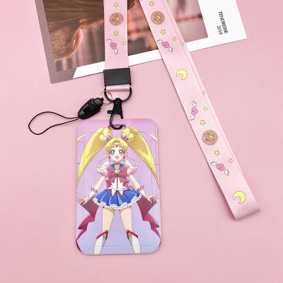 China Hot Sale Cartoon Sailor Moon Eco-friendly ID Card Slip Cover Campus Badge Work Permit Bus Underpass Student Worker Factory Brand Lanyard for sale