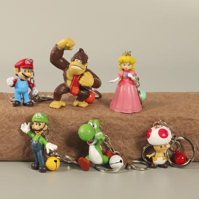 China Super Mario 3D Eco-friendly Creative Doll Cartoon Character Gifts Keychain Mario Action Figure Pendant Keychain for sale