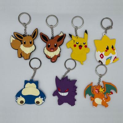 China Wholesale Popular Cute Soft Rubber Charm Pendant Pikachu Character Animation Anime Cartoon Key Chain For Souvenir for sale