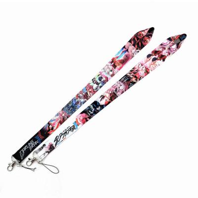 China Wholesale Bestselling Eco-friendly Cartoon Anime Scrunchie in franxx sublimation printing polyester personalized cell phone lanyard for sale