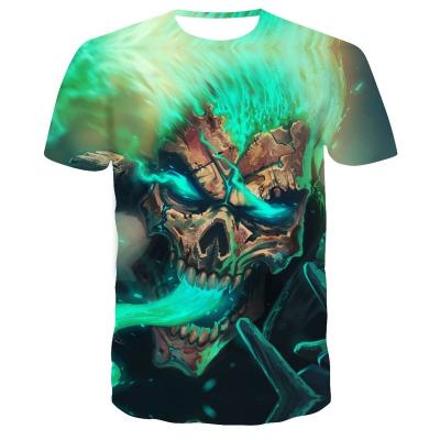 China Hot Sale 3D Skull Anti-wrinkle T-shirt Men's Cool Summer 3D Printed Round Neck Cool Shirt Street Hip Hop Fashion Tops T-shirt for sale