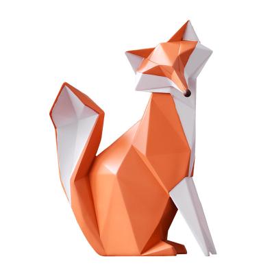 China Europe Design Modern Minimalist Resin Crafts Animal Figurine Home Decoration Cute Orange Color Resin Crafts Fox Statue for sale