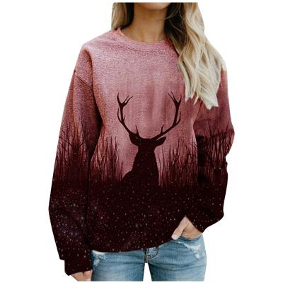 China Women's Autumn And Winter New Long Sleeve Tie Dye Anti-Shrink New Around The Neck Loose Plus Size Antlers Sleeve Long T-Shirt for sale