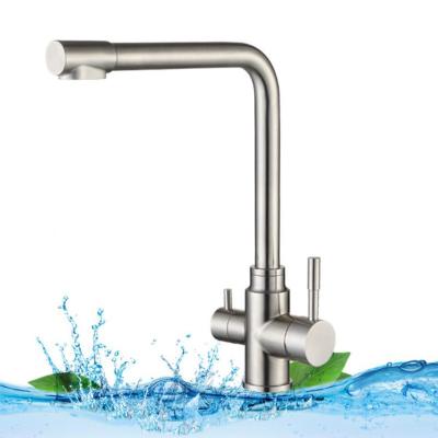 China Thermostatic Faucets LOGO Free 3 in 1 304 Stainless Steel Faucet Sink Drawing Faucet for sale