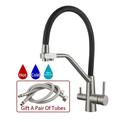 China Pull Out Hot Cold Water Purifier Faucet 304 Stainless Steel Kitchen Sink Mixer Tap Spray Hot Brazil Faucet for sale