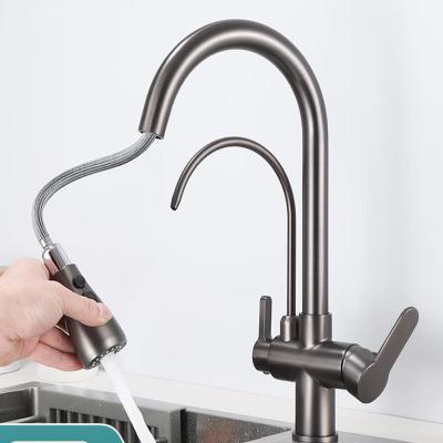 China Electric Faucets Free Laser Customization Kitchen Faucet Pull Out Hose 304 Stainless Steel Kitchen Faucet Mixer Tap for sale