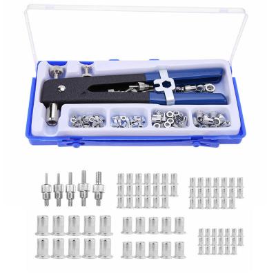 China Modern Cheap Tool Kit Hand Riveter 86 Pcs Rivet Nut Set With M3/M4/M5/M6/M8 Threaded Rivet Nut And Mandrel for sale