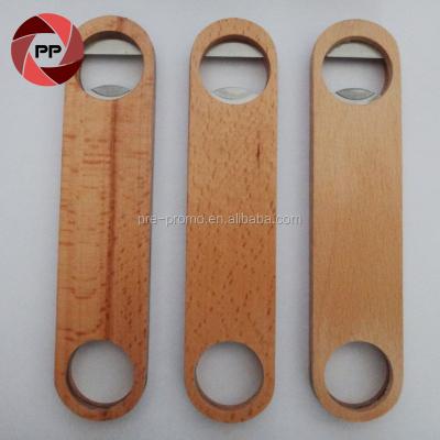 China Sustainable Viable Custom Wooden Cover Stainless Steel White Bottle Opener for sale