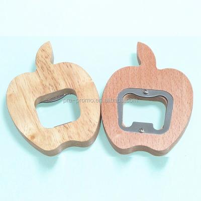 China Viable Custom Metal And Wooden Logo Apple Shaped Bottle Opener for sale