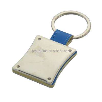 China Custom Metal Metal Laser Engraving PU Metal Frame and Leather Photo Key Holder for sale