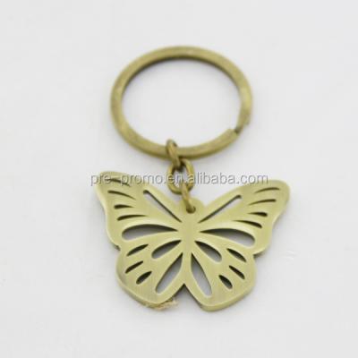 China Promotional Custom Wholesale Metal Bronze Butterfly Key Chain For Party Favors for sale