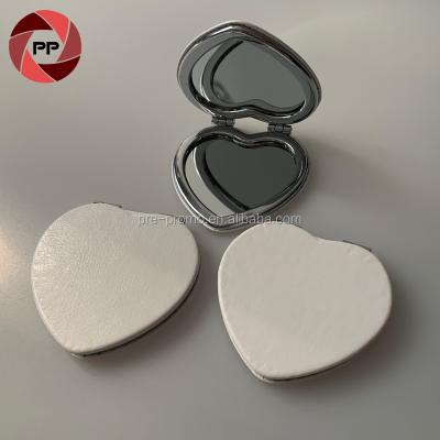 China Wholesale PU Heart Magnifying White Magnifying Mirror, PU Pocket White Mirror for sale