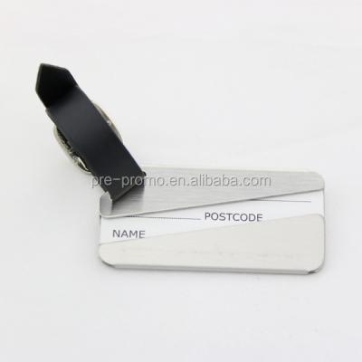 China Custom Metallic Personalized Metallic Travel Metal Luggage Tag With Leather Strap for sale