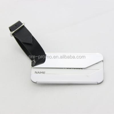 China Custom Leather Wristband Business Card Shape Metal Metallic Luggage Tag for sale