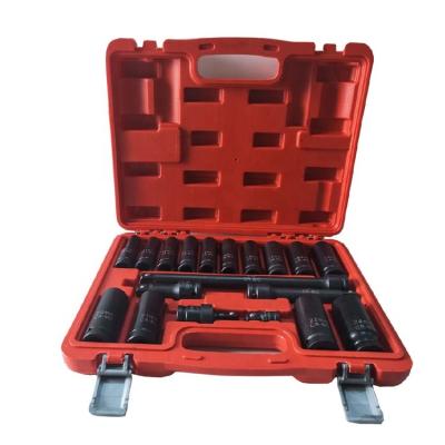 China Repairing Tools Car Repairing Tool Kit 19pcs 1/2 Metric Deep Impact Socket Set With Extension Rod And Adapter Tool Set for sale