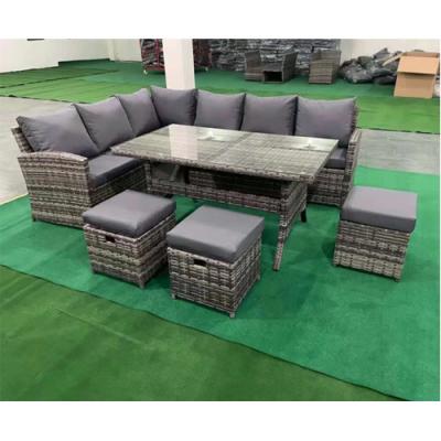 China Eco-freindly 6 Pcs Outdoor Patio Furniture Set, All Weather Wicker PE Rattan Sofa Set with Sectional Cushions and Table for sale