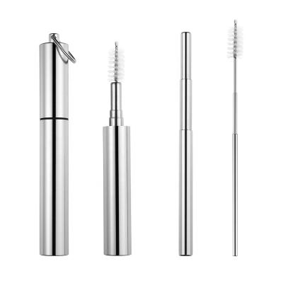 China Sustainable Environmental Friendly Metal Stainless Steel Retractable Telescopic Straws With Case Drinking Straw for sale