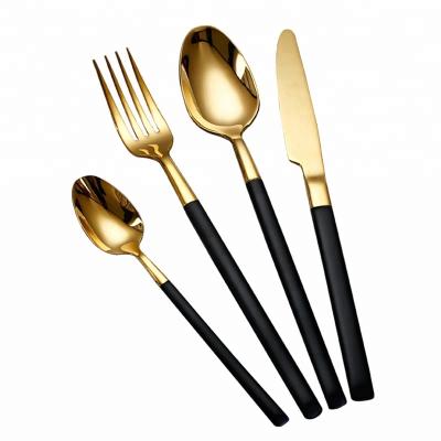 China Success Living Durable Handle Table Ware Black Gold Plated Stainless Steel Cutlery Set 18/0 for sale