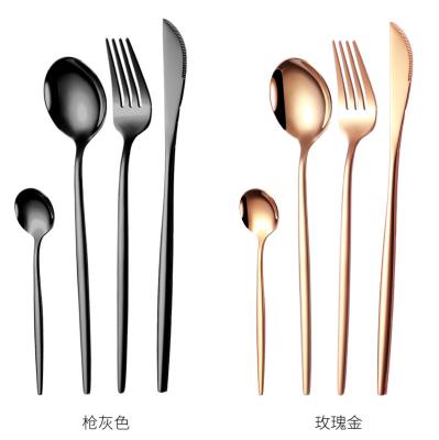 China Sustainable New Design Flat Handles Popular And Competitive Stainless Steel Flatware Set Factory Sales for sale