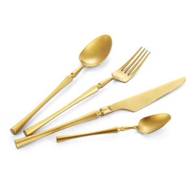 China Viable Gold Flatware Set Cutlery Set 304 Stainless Steel Fork Knife Spoon Silverware Tableware for sale