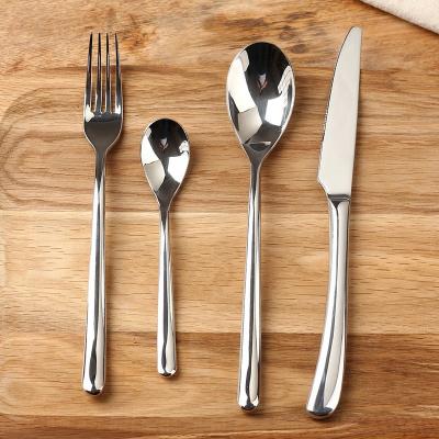 China Eco Friendly Sustainable Silver Knife Fork Spoon Food Grade Stainless Steel Flatware Set Cutlery Set for sale