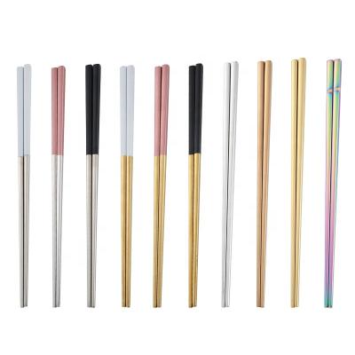 China Viable Stainless Steel Metal Chinese Chopsticks Sets Titanium Chopsticks With Gold Plated Rainbow Chopsticks for sale